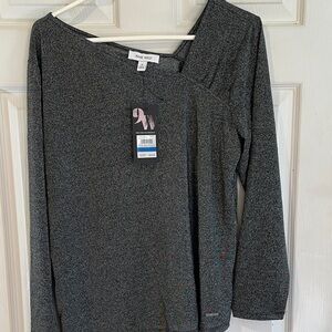 Nine West  Size XL sparkly Women's Gray Blouse